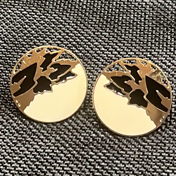 VINTAGE Edgar Berebi large enamel 80s post back earrings - Picture 2 of 4